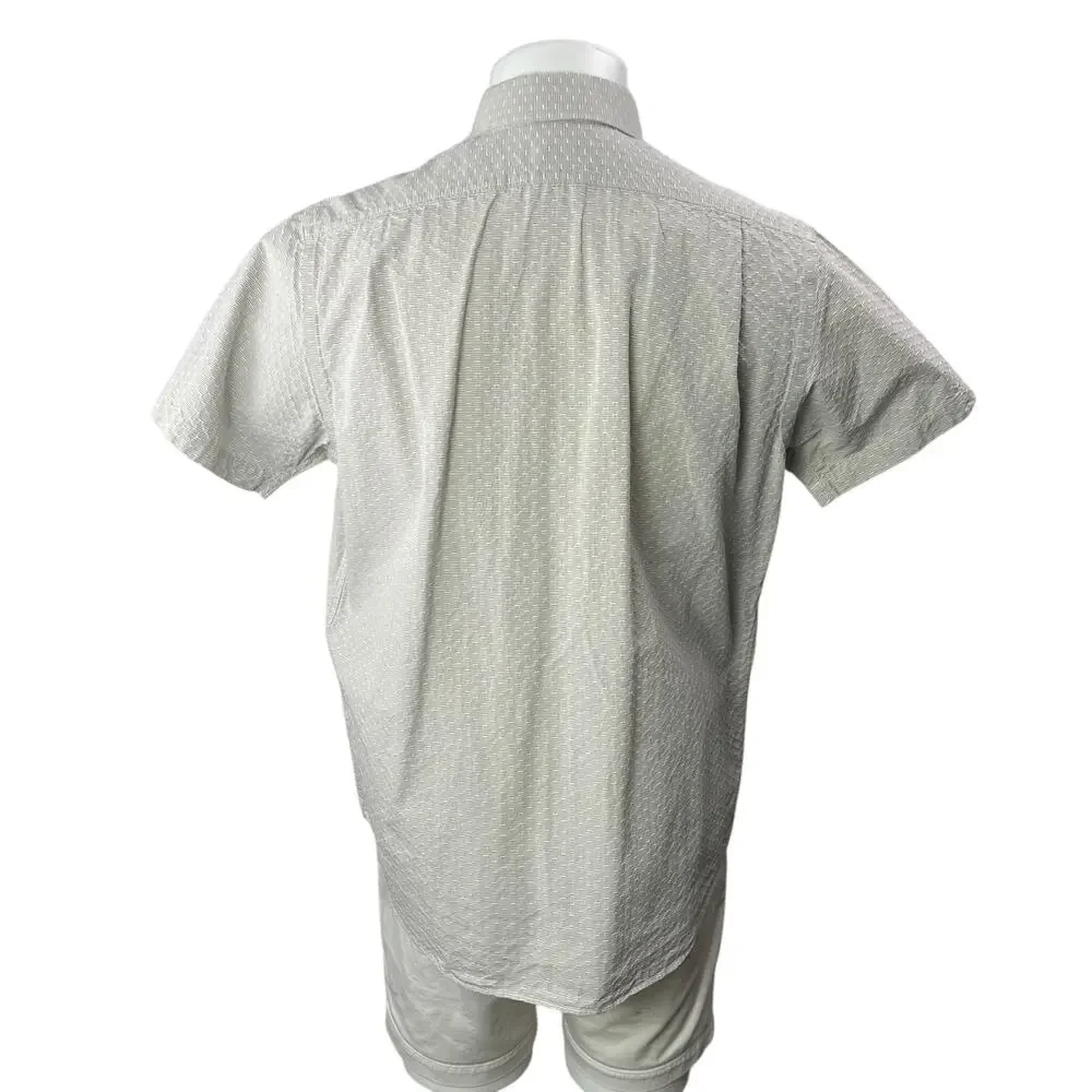 Hart Schaffner Marx Men's Gray Embroidered Short Sleeve Button Up Shirt Top Sz L